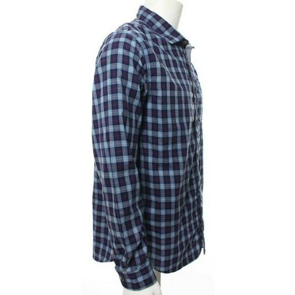 Carbon 2 Cobalt Plaid Button Front Shirt Large - Picture 2 of 7